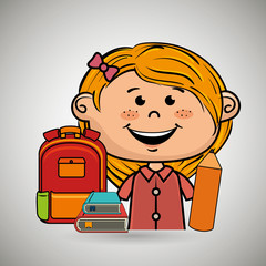 girl student bag color book vector illustration eps10