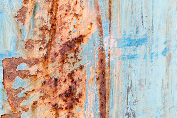 A background of peeling paint and rusty old metal