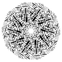 Mandala with sacred geometry symbols and elements.