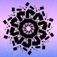 Fototapeta premium Mandala with sacred geometry symbols and elements. Alchemy, religion, philosophy, astrology and spirituality themes. Magic abstract sign. Geometric shapes. Violet colors.