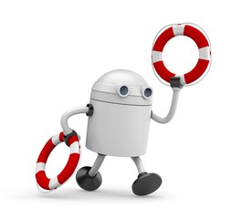 The robot hurries to help. 3d illustration