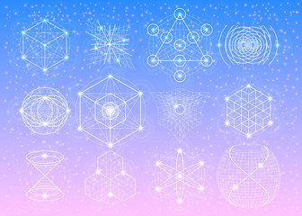 Sacred geometry symbols collection.