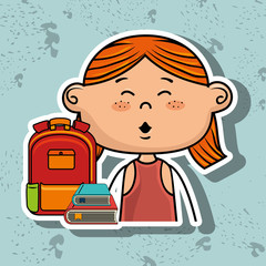 girl student bag color book vector illustration eps10