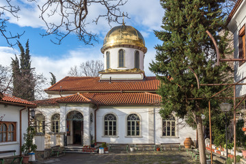 Fototapeta na wymiar Amazing view Golden Dome of The Fish Church, St. Mary the Annunciation, Asenovgrad, Plovdiv Region, Bulgaria