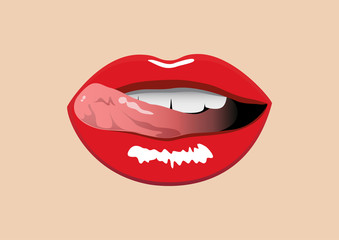 Tongue lips. Licking vector