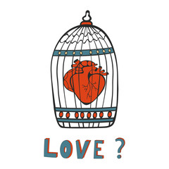 Is it Love. Human heart in a cage