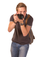 Young paparazzi with camera