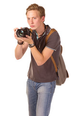 Young paparazzi with camera