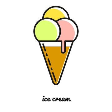 vector line illustration ice cream cone