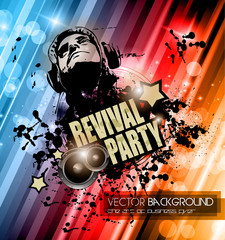 Club Disco Flyer template with Music Elements , Colorful Scalable backgrounds