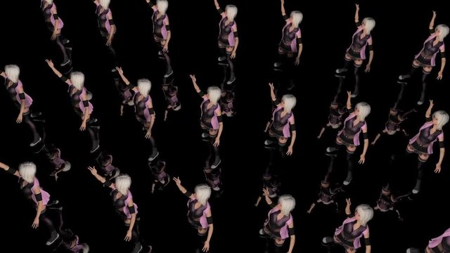 Chorus Line Dance Step Loop With 3D Characters
