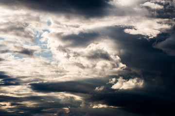 colorful dramatic sky with cloud at sunset