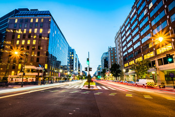 Fototapeta na wymiar Long Exposure of Connecticut Avenue in Downtown Washington, Dist