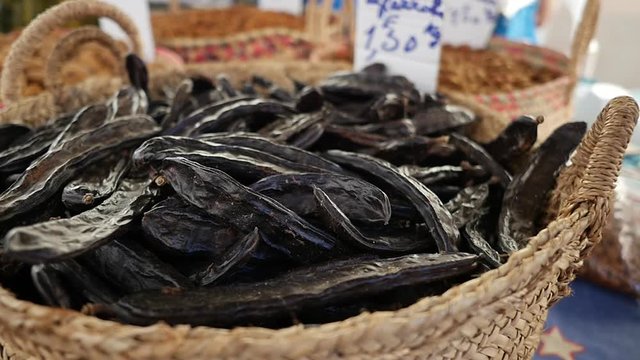 Carob tree at the market in Portugal