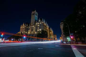 Fototapeta na wymiar Trump International Hotel in Washington, DC Long Exposure at Night