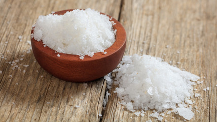White salt in a bowl