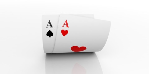 Two aces cards. 3d illustration