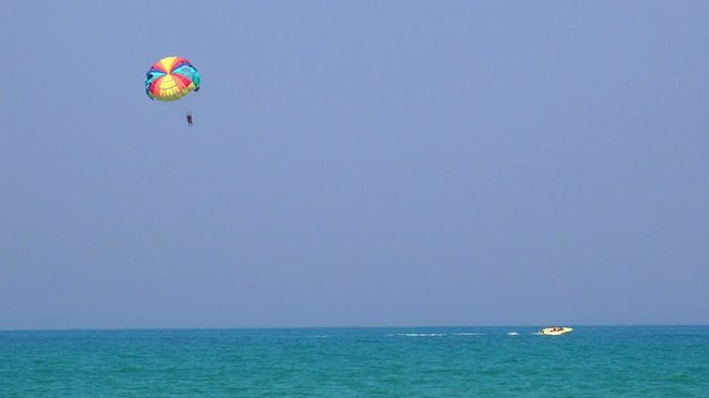 Parasailing, Parascending - Extreme Sports, wide angle shot 