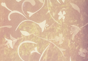 Flower pattern on Background corrugated glass processed in vintage style