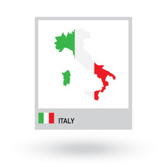 Map of Italy with national flag. vector EPS10.