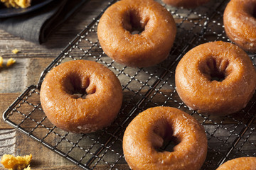 Homemade Glazed Autumn Pumpkin Donuts