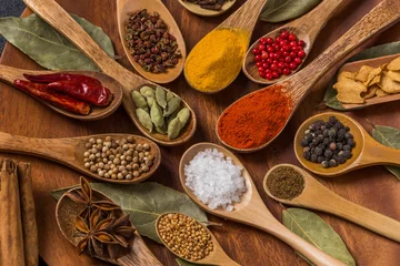 Keuken spatwand met foto インドのスパイス集合写真　Spice India dish of the curry © norikko