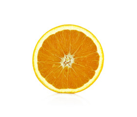 Slice of fresh orange isolated on white background