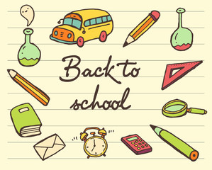School icons set back drawn vector.