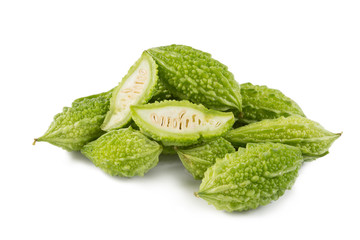 Pile of gourd on white background with selective focus