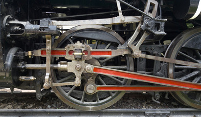 steam locomotive geared wheels close-up