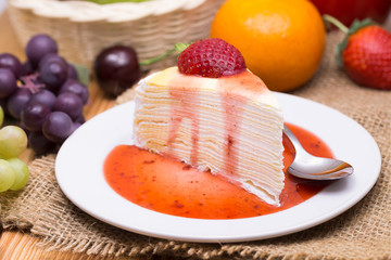 crape cake and freshness strawberry