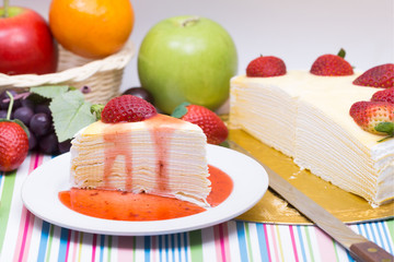 crape cake and freshness strawberry