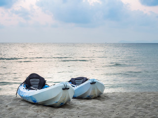 Kayaks on the tropical beach