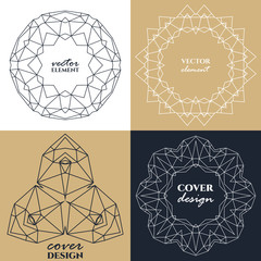 Vector set of abstract jewelry logo design templates and monogram templates in trendy linear style - diamonds and gems
