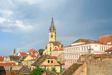 Fototapeta premium The Lutheran Cathedral of Saint Mary, most famous Gothic-style church in Transylvania