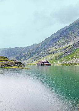 Balea Lake glacier lake situated at 2034m altitude in the Fagarasi