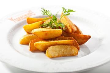 Roasted Potatoes Garnished with Parsley