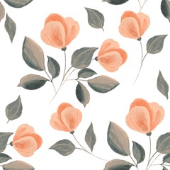 Romantic flowers. Hand drawn floral pattern. Seamless background 55. 