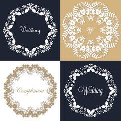 set of elements for the creation of wedding and festive design. stylish wreath for printed products. for congratulations and invitations