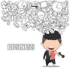 Vector illustration of a happy face businessman on icon business