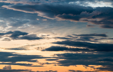 colorful dramatic sky with cloud at sunset