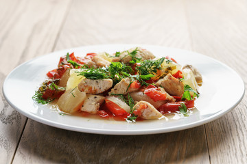 braised chicken fillet with squash and bell pepper