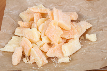 Cutting parmesan cheese