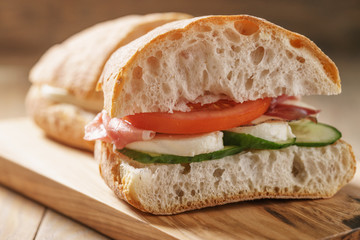 italian sandwich with speck and mozzarella