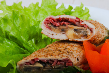 Chicken with mushroom and sausage