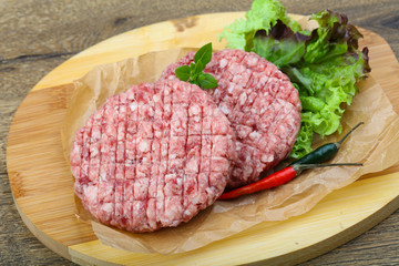 Raw burger cutlet