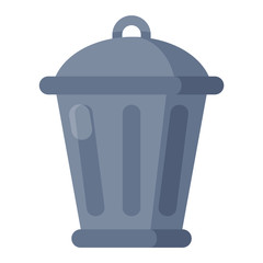 Garbage trash bin flat vector