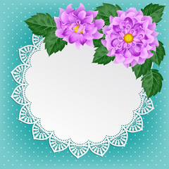 Vintage floral card with lace doily