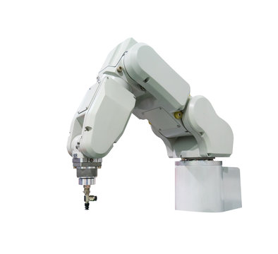 Robotic arm at production isolated on white