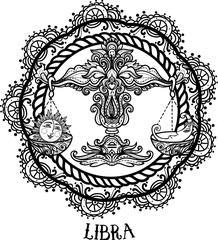 Detailed Libra in aztec style